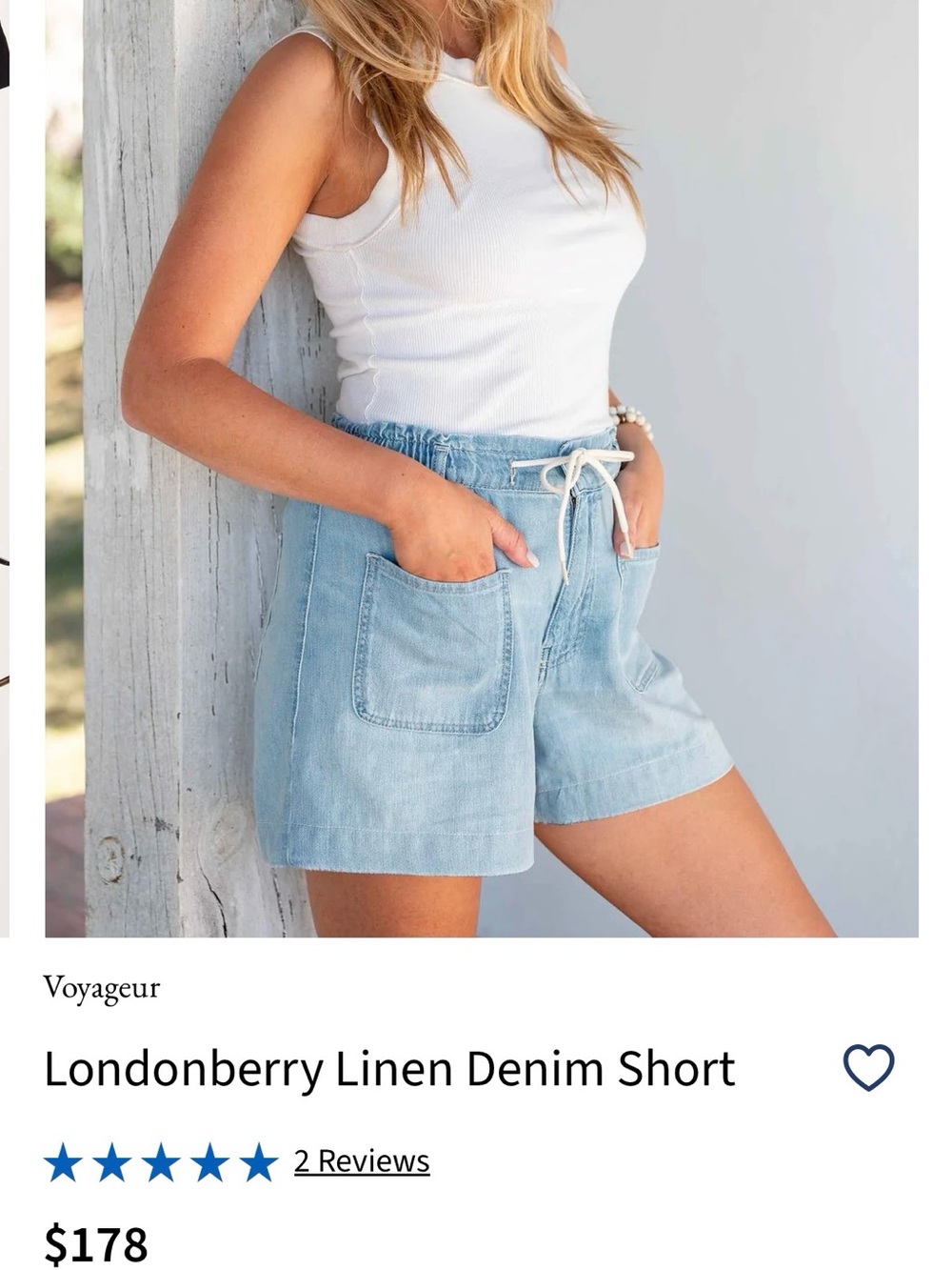 Voyageur Londonberry High-Waist Linen-Denim Shorts in Light Blue - Picture 2 of 10